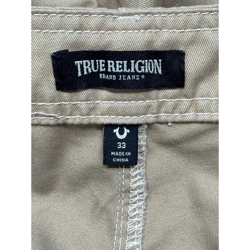 True Religion Pants Mens 33x31‎ Khaki Cargo Twill Chino Pockets Utility Casual